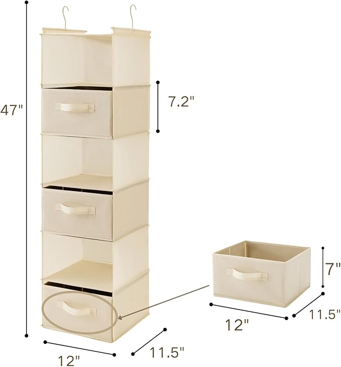 MAX Houser 6 Tier Shelf Hanging Closet Organizer, Closet Hanging Shelf - Image 3