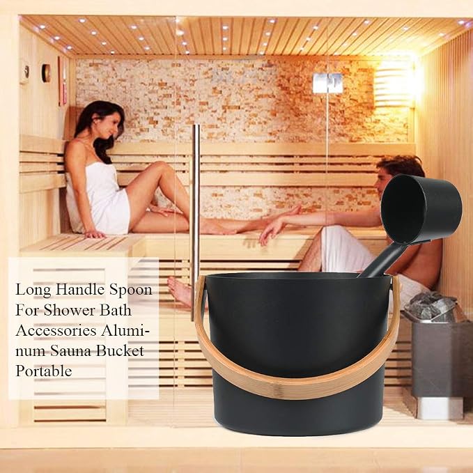 Sauna Bucket and Ladle Set, 1.85 Gallons Large Aluminum Sauna Bucket - Image 4