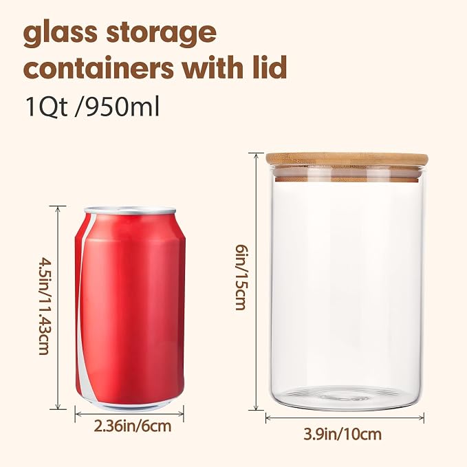 Moretoes 6 Pack 1qt Glass Storage Containers - Image 2