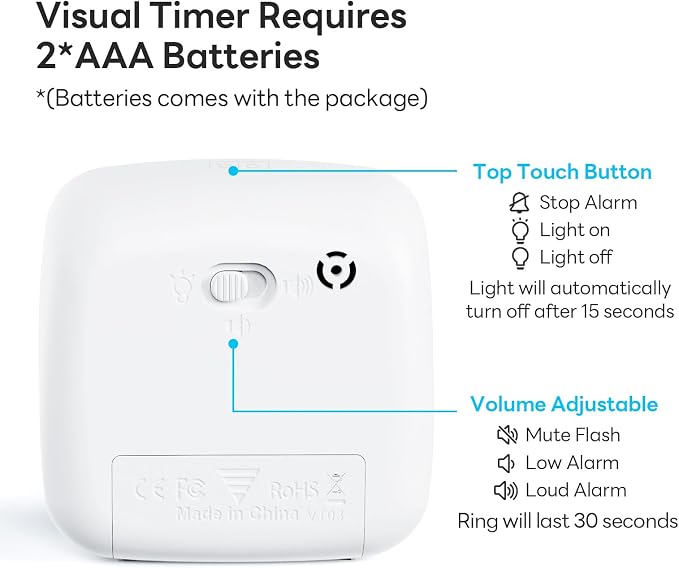 Yunbaoit Visual Timer with Night Light, 60-Minute Rainbow Countdown Timer - Image 5