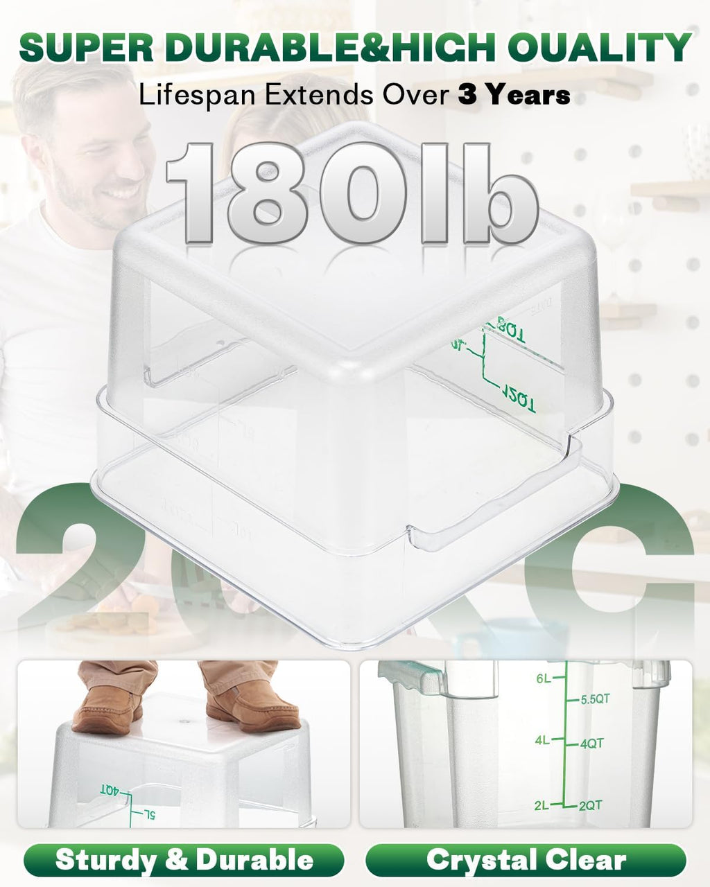 2QT&4QT NSF Food Storage Containers: 8 PCS[Food Grade]