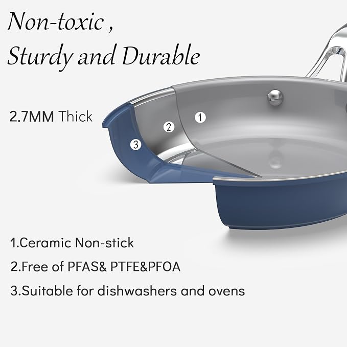 10-Piece Nonstick Ceramic Cookware Set, Non-Toxic Ceramic Coated Aluminum Pots - Image 2