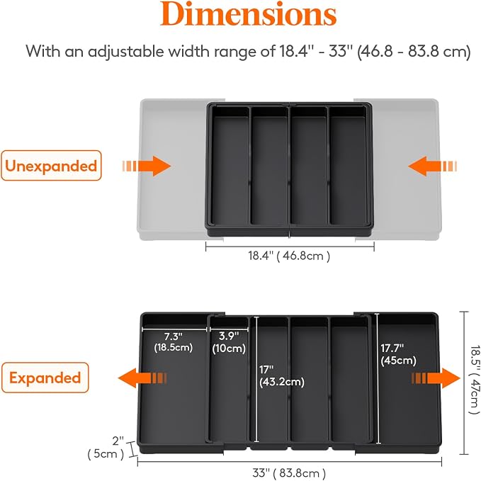 Lifewit Utensil Organizer for Kitchen Drawers, Expandable Cooking Utensil Tray - Image 3
