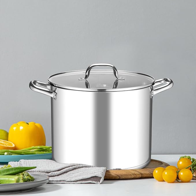 Leonyo 14 Quart Stock Pot with Lid, Stainless Steel StockPot with Lid, Tri-ply - Image 8