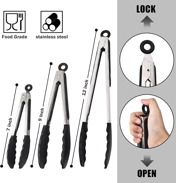 Kitchen Tongs with Silicone Tips, Kitchen Tongs, Cooking Tongs, Premium - Image 5