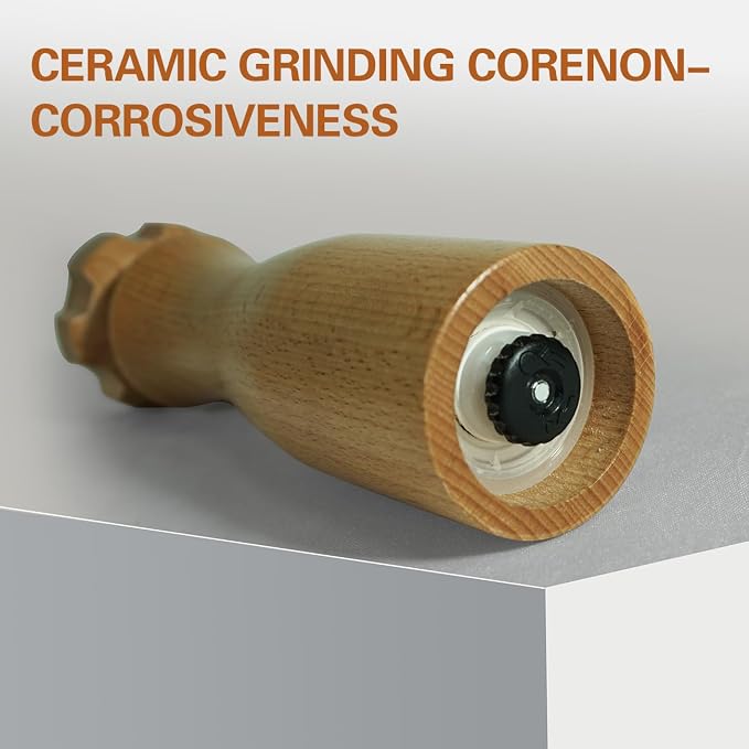 Wooden Salt And Pepper Grinder Set –【Gear-Shape Knob & Effortless Grinding】8 - Image 5