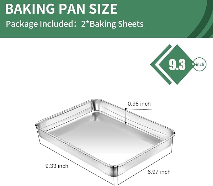Baking Sheets Set of 2, HKJ Chef Cookie Sheets 2 Pieces Stainless Steel Baking - Image 2