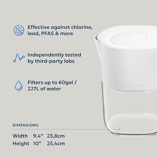 LARQ Water Filter Pitcher 1.9L – Nano Zero Filter Removes Chlorine, PFAS & More - Image 2