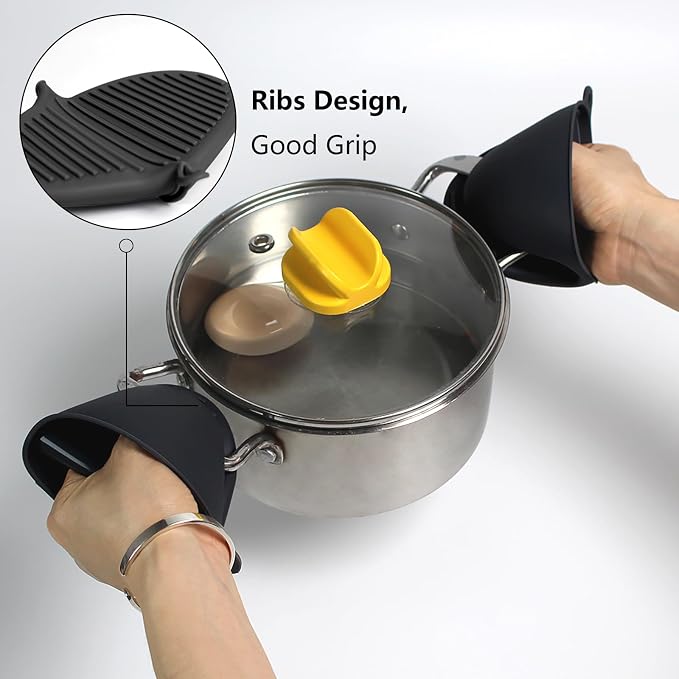 Silicone Oven Mitts Heat Resistant Pot Holder Set - Image 3