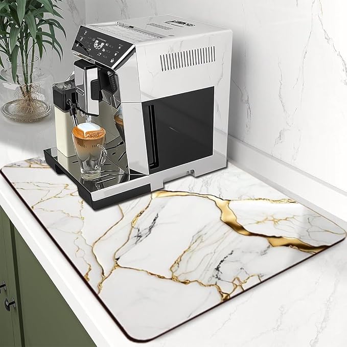 Coffee Mat or Dish Drying Mat Super Absorbent Drying Marble pattern Mat - Image 5