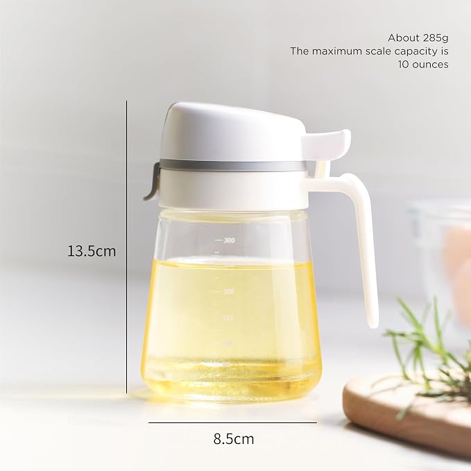 Auto Flip Olive Oil Dispenser Bottle - 12oz Clear Glass - Cruet - Image 4