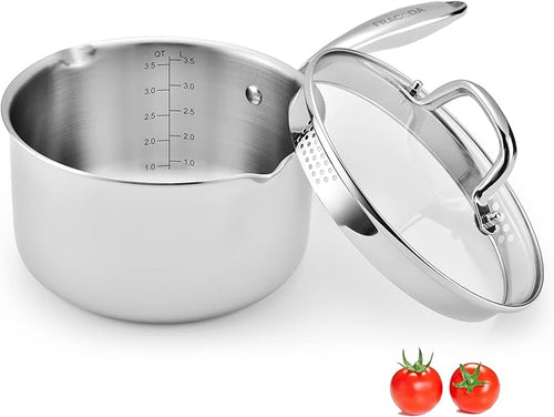 3.5 Quart Stainless Steel Pot Saucepan by Fracoda
