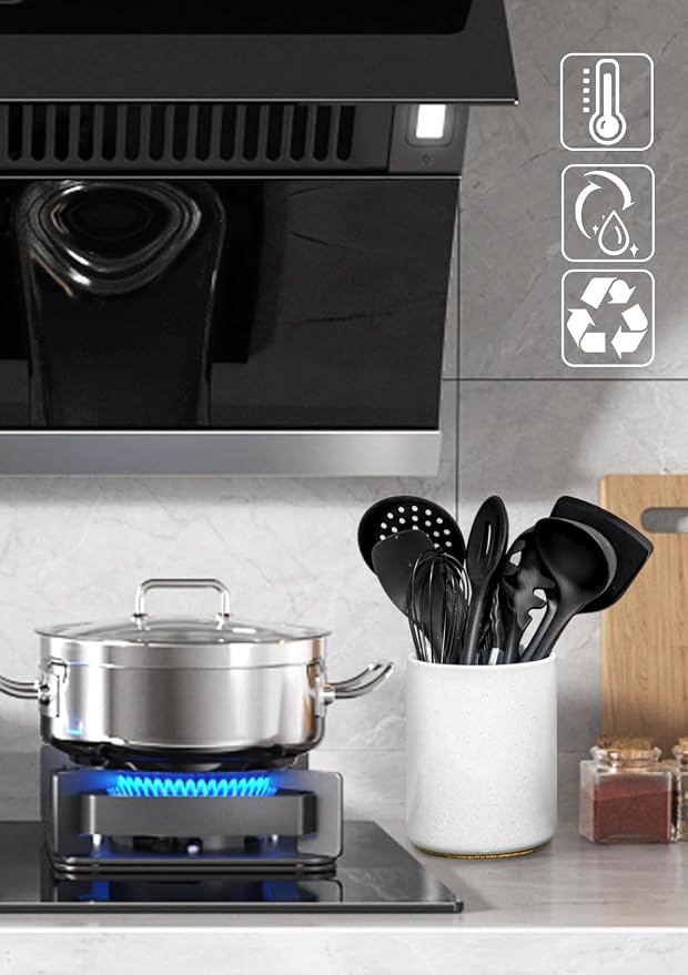 Nucookery Utensil Holder, 6.4" Ceramic Kitchen Utensil Holder - Image 6