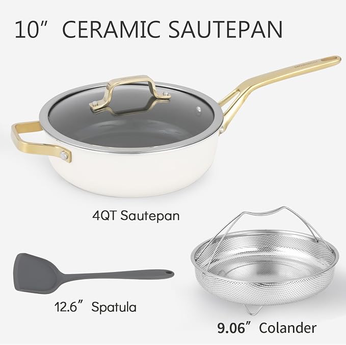 10-Inch Ceramic Non-Stick Cookware Set, 8-in-1 Multifunctional Cookware - Image 3