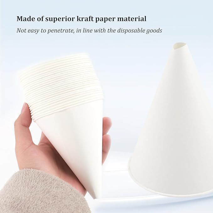 25PCS Disposable Funnels for Automotive Use, 6 oz Paper Engine Oil Funnel for - Image 3