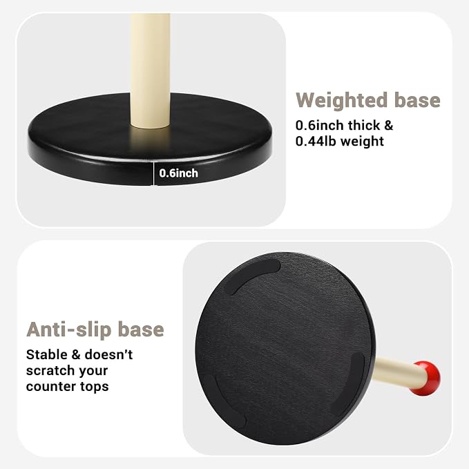 Paper Towel Holder, Cute Wooden Red Ball Kitchen Roll Stand Organizer - Image 4