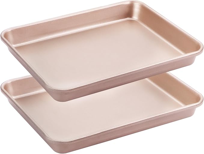HONGBAKE Toaster Oven Pan Nonstick Set of 2, Premium 1/8 Sheet Pan by HONGBAKE