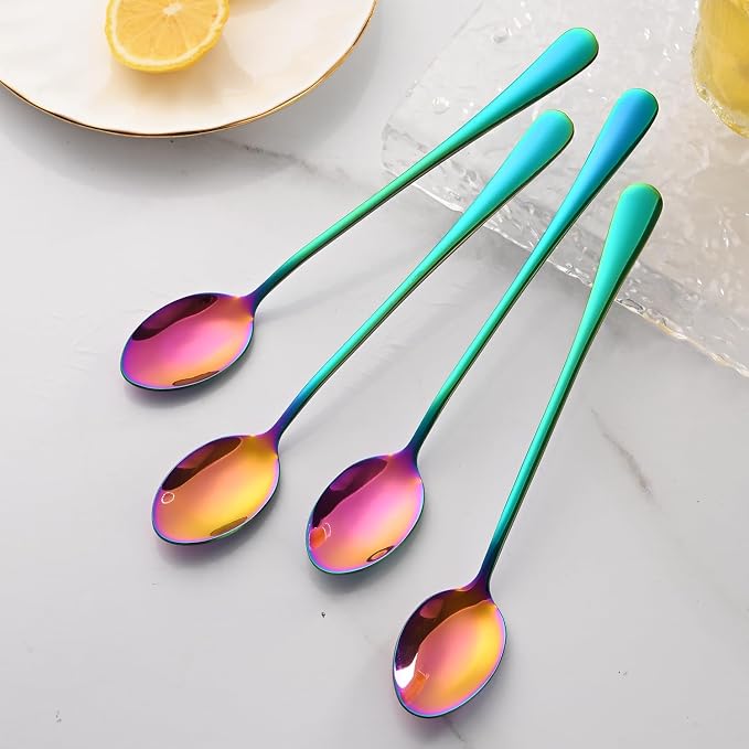 7.5 Inches Rainbow Stainless Steel Ice Tea Spoon, Colorful Cocktail Mixing Spoon - Image 7