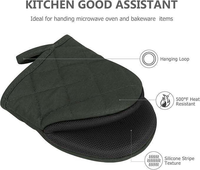 Oven Mitts and Pot Holders Set, Heat Resistant Silicone Kitchen Mini Oven - Image 3