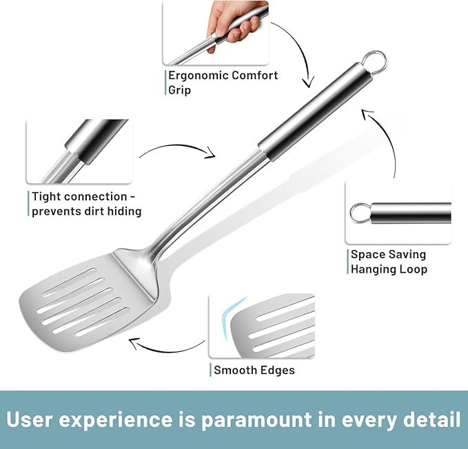 Pleafind Stainless Steel Cooking Utensils Set, Nonstick Kitchen Tools - Image 3