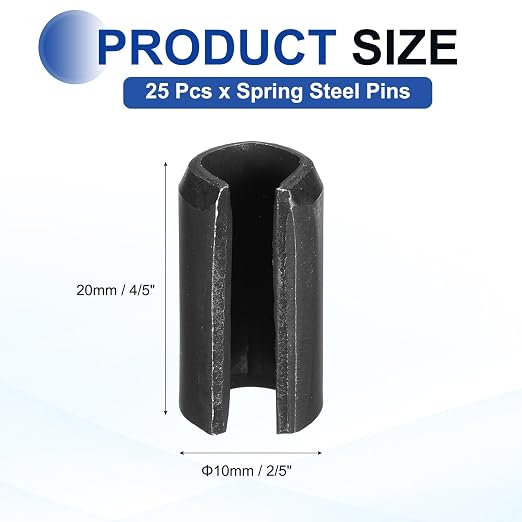 MECCANIXITY 25Pcs Slotted Split Roll Pins 2/5 Inch Dia. 4/5 Inch Length 65Mn - Image 2