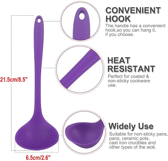 uxcell Silicone Soup Ladle Spoon 8.5 Inch Heat Resistant to 450°F One Piece - Image 4