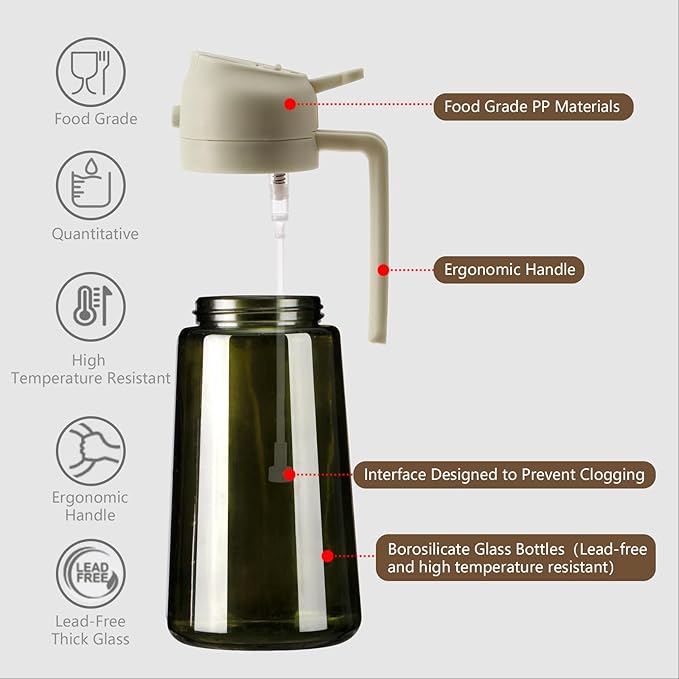 SWEET VIEW Olive Oil Dispenser and Oil Sprayer – 16oz/470ml Glass Light-Proof - Image 5