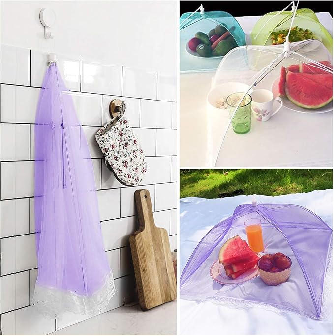 Pop-Up Mesh Screen Tent Umbrella, SPANLA 8 Pack Colored Food Cover Net - Image 6