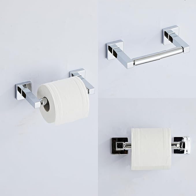 Chrome Bathroom Hardware Set 4 Pieces, Towel Bar Set Stainless Steel Wall - Image 4