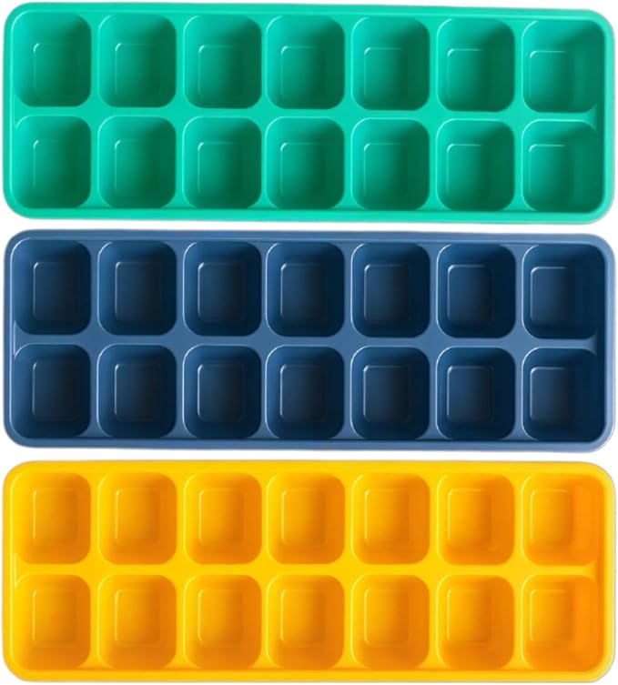 Reusable Flexible Easy Release White Ice Cube Tray, Durable Plastic Stackable by Brand