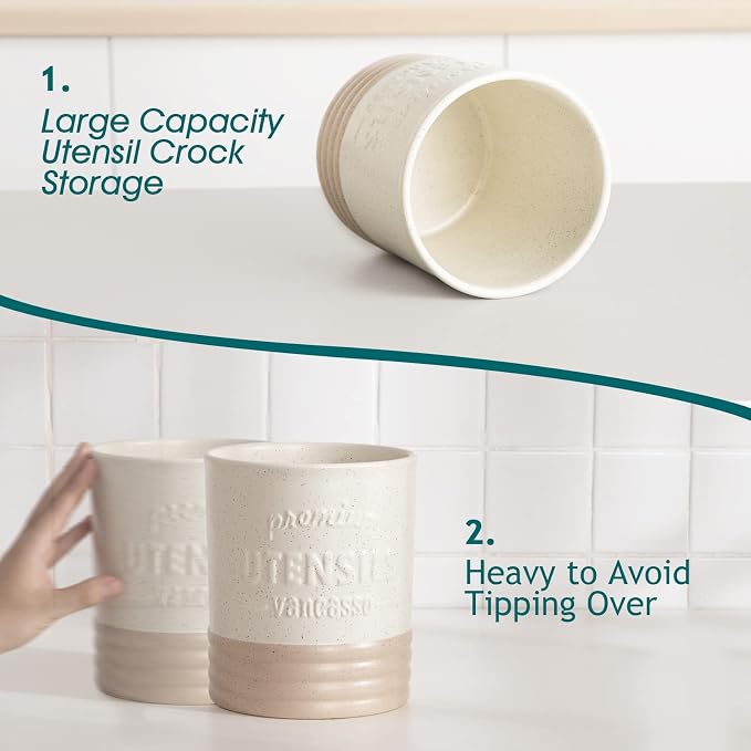 vancasso Sabine Utensil Holder, 7.2" Large Utensil Crock - Image 3