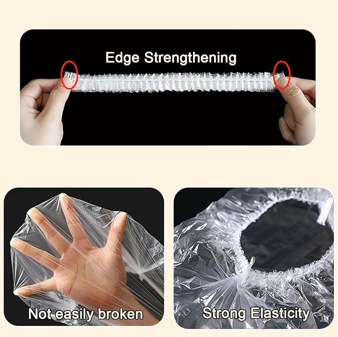 TIHOOD 300PCS Disposable Plastic Food Cover Wrap Elastic Food Lids Refrigerator - Image 5
