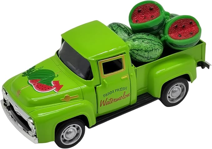 Watermelon Decor Mini Vintage Green Metal Pickup Truck by Unknown