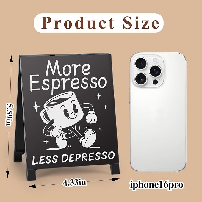 Coffee Signs for Coffee Station More Espresso Less Depresso Inspirational - Image 2