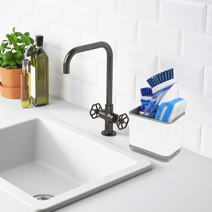 KeFanta Sink Counter Caddy, Plastic Dish Sponge Holder, Kitchen Brush and - Image 3