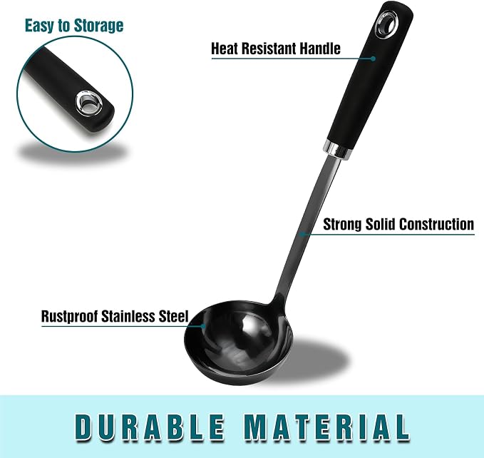 12 Inch Soup Ladle, Long Handle Soup Serving Spoon - Image 2