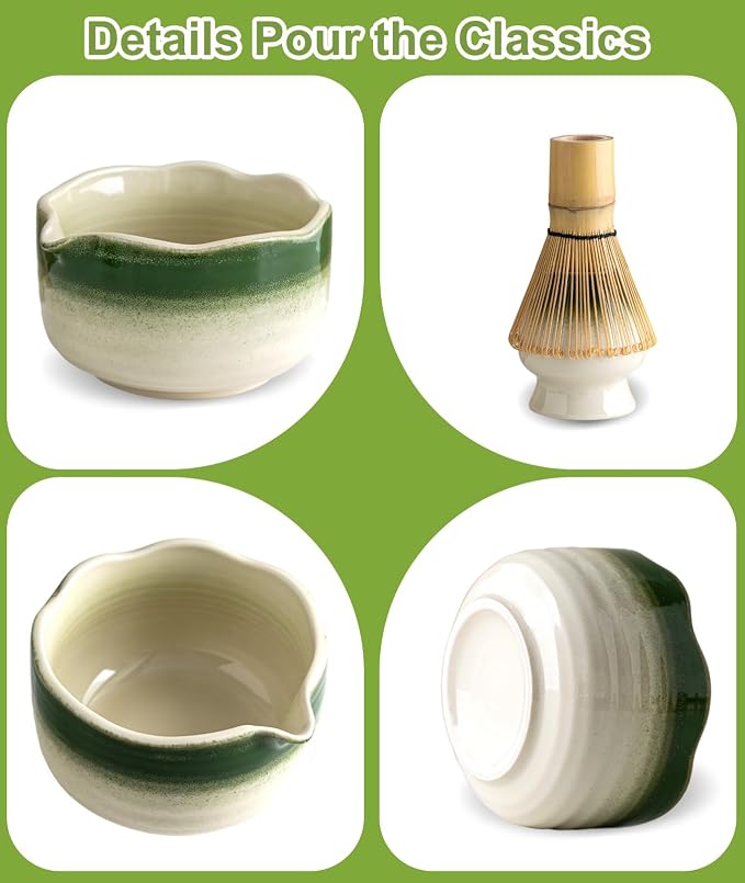JBER Matcha Whisk Set, Ceramic Matcha Set Includes Bowl, Matcha Whisk and Holder - Image 5