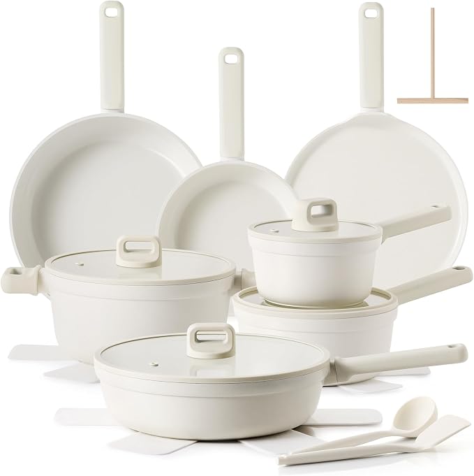 SENSARTE 20Pcs Pots and Pans Set Nonstick, Ceramic Cookware Set Non Stick by SENSARTE