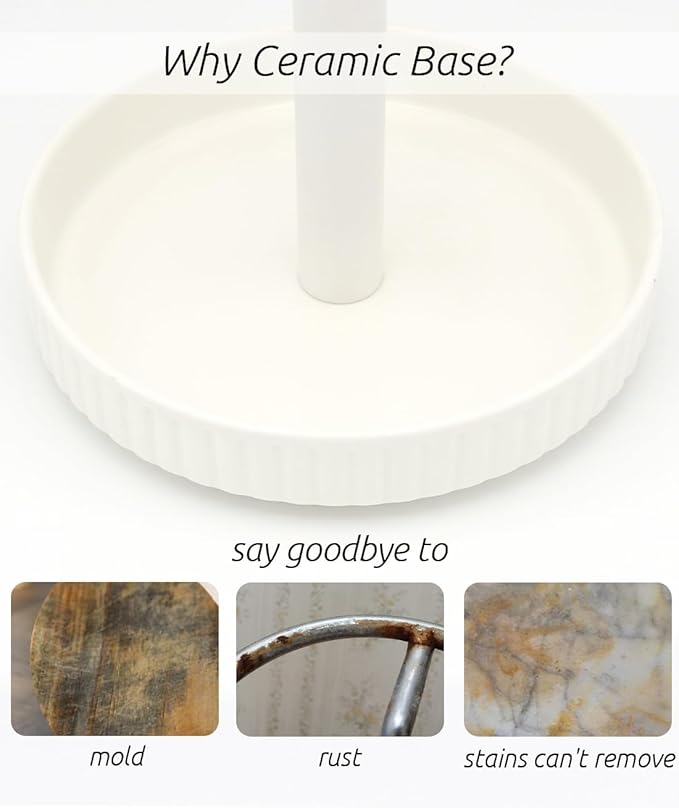 VROOMIUM Paper Towel Holder Countertop, Ceramic Base Easy-to-Clean, 1.5 lbs - Image 2
