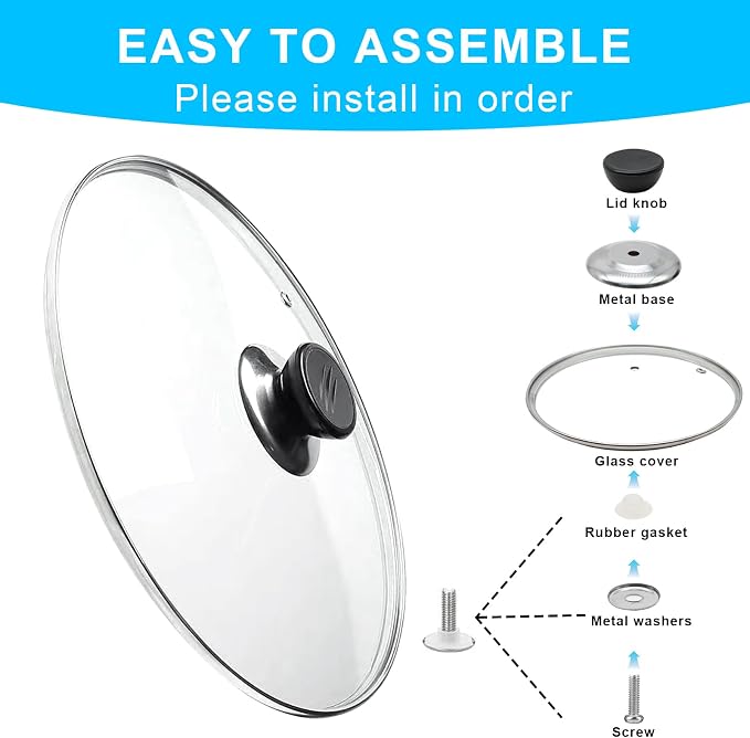 Glass Lid for Frying Pan Tempered Glass Pot Lid - Image 3