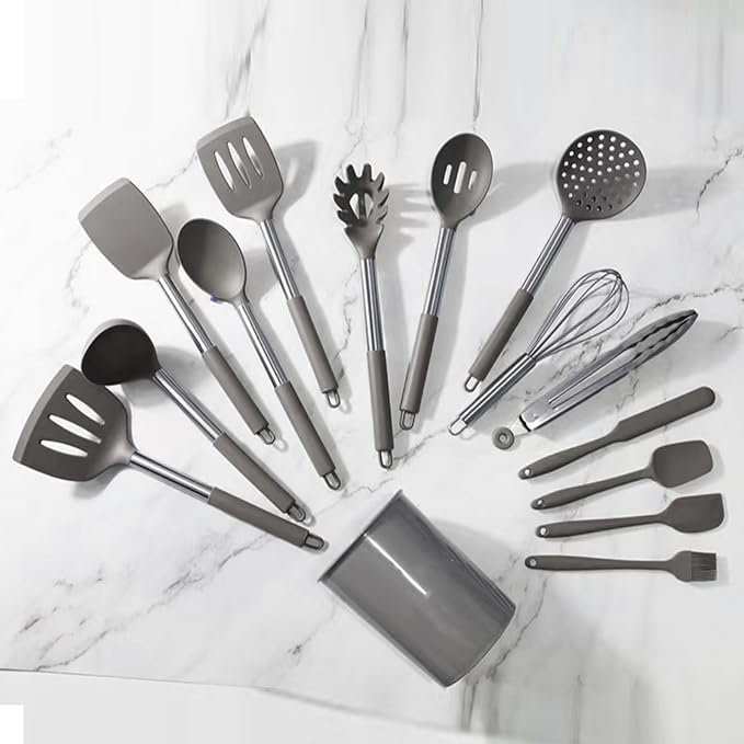 Silicone Cooking Utensils Set Utensil: 40 Pcs Black Stainless Steel Cookware Set - Image 5