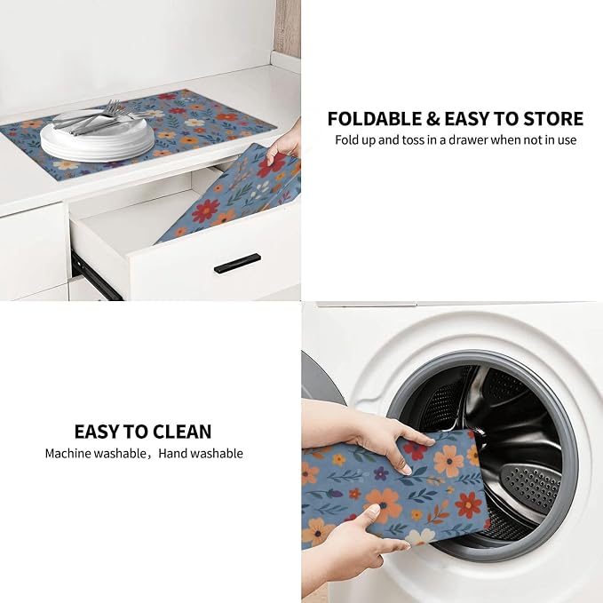 Blue Wildflowers Dish Drying Mats - Image 9