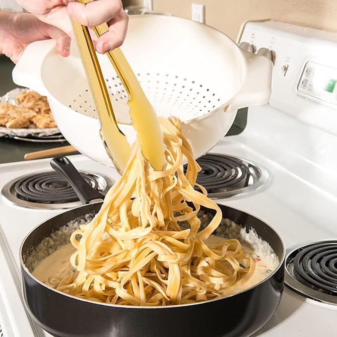 2 Pack Gold Serving Tongs Gold Serving Utensils Salad Tongs Buffet Tongs - Image 4