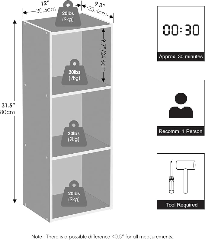 Furinno Reed Closet Organizers and Storage, 3-Tier Closet Organizer, Open Shelf - Image 4