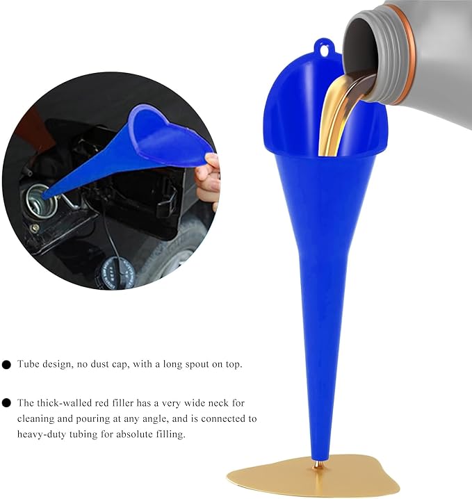 2 PCS Oil Funnel, Plastic Long Neck Multi-Purpose Spill Saver Funnel, Engine - Image 3