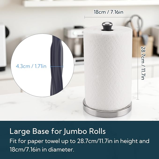 KITCHENDAO One-Handed Countertop Paper Towel Holder, Rotation Freestanding - Image 6