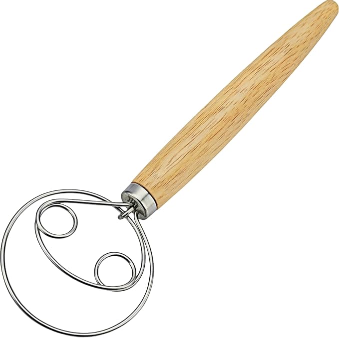 Danish Dough Whisk Stainless Steel Wooden Handle - Image 8