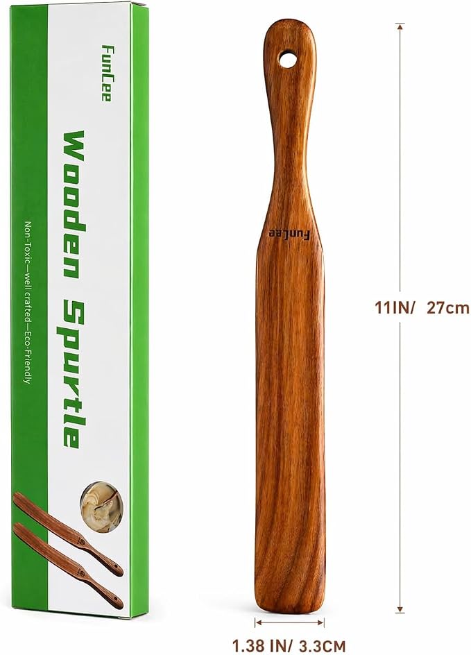 2 Pack Wooden Spurtle for Sourdough Starter, Reaching Bottom of Jar, Dough Whisk - Image 3
