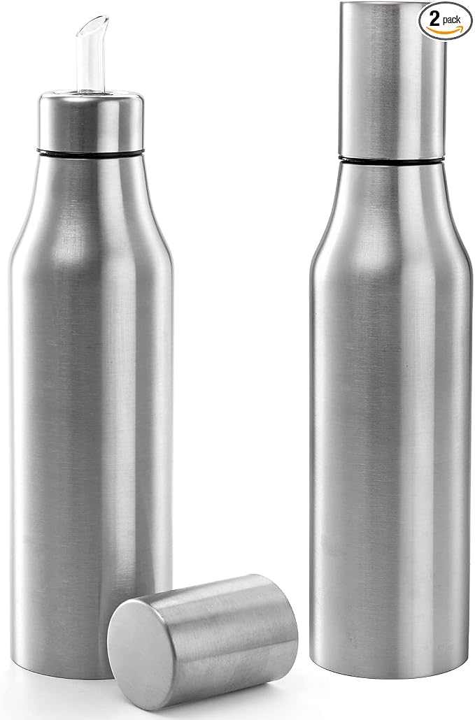 Foraineam 2 Pieces Olive Oil Dispenser Bottle 30 oz Stainless Steel Leakproof by Foraineam