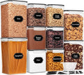 Skroam 10 Pack Flour Sugar Storage Containers, Large Airtight Food Storage Containers with Lids, BPA Free Kitchen Pantry Organization and Storage for Flour, Sugar, Bulk Food, Black